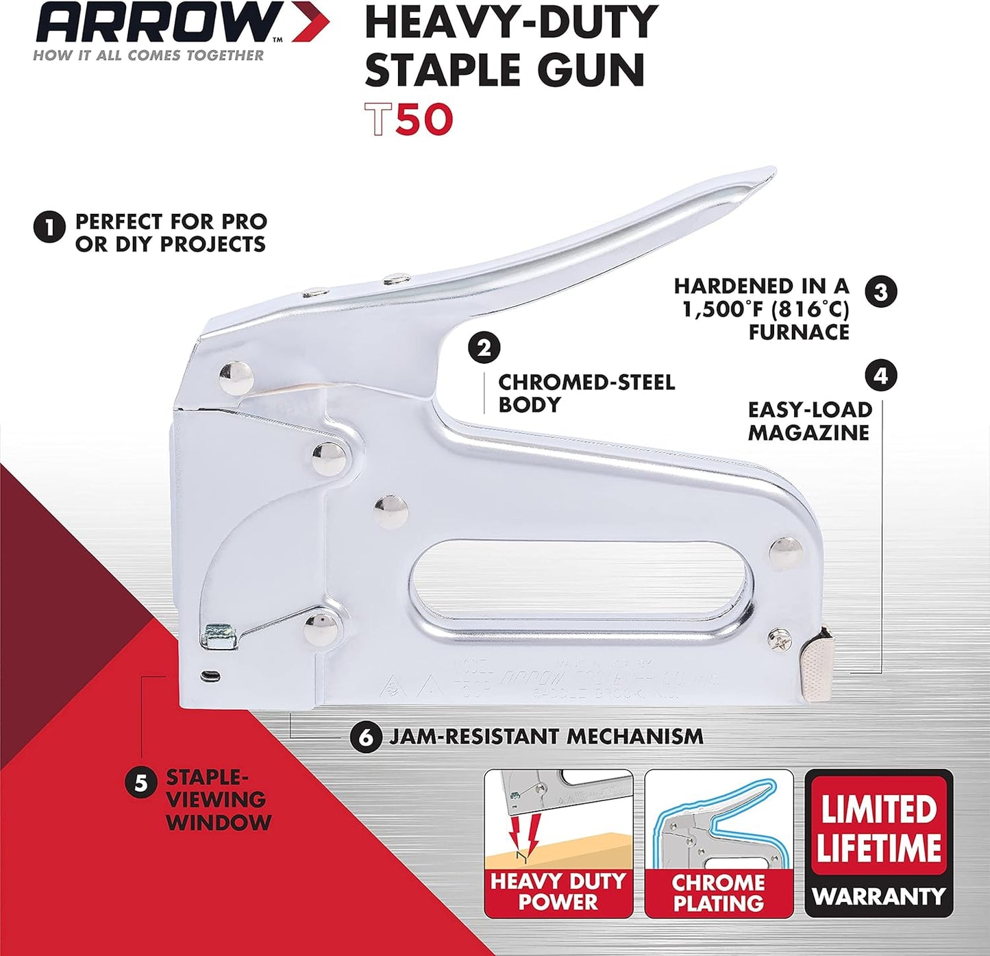 Arrow AT50 Heavy Duty Staple Gun | 1 x Staple Gun