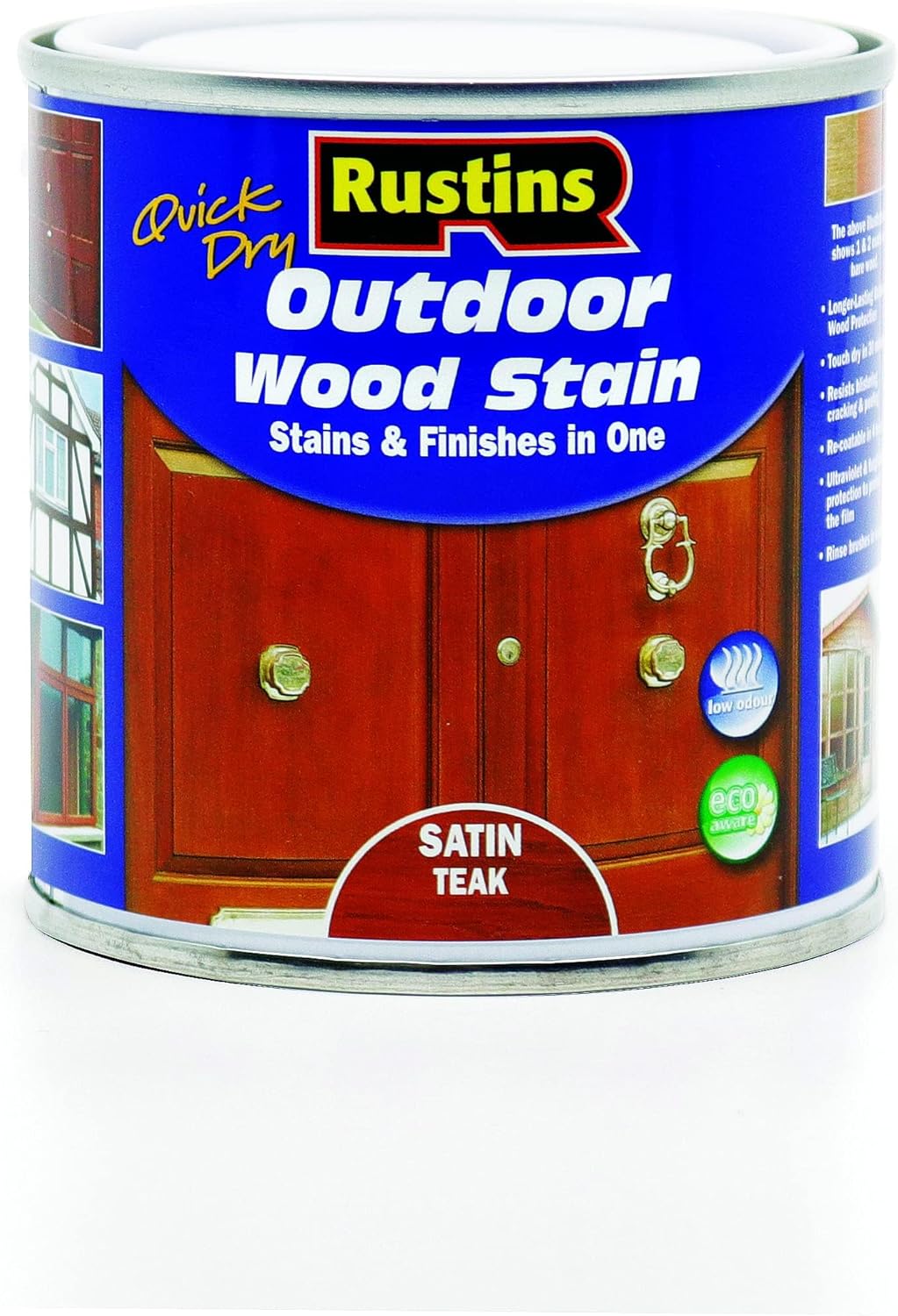 Rustins Quick Dry Outdoor Wood Stain Satin Teak 500Ml