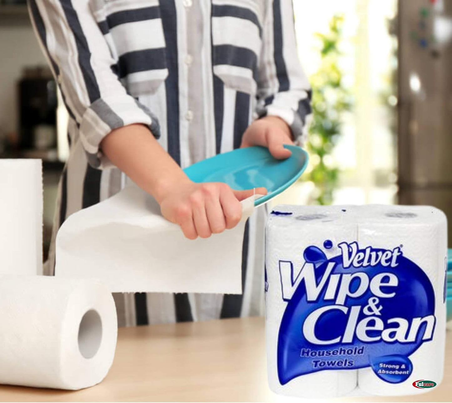 Velvet Wipe and Clean Kitchen Roll Towel Twin Pack | 3 Pack Bundle | 6 Rolls Total
