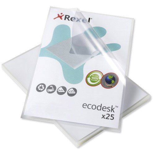 Rexel Ecodesk Recycled Plastic Cut Flush Folder Clear A4 Pack 25 Code 2102243