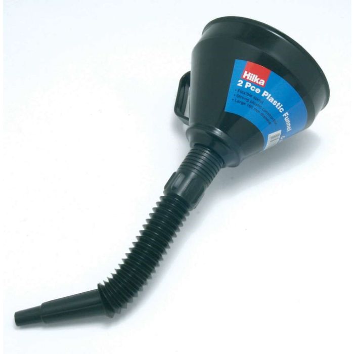 Hilka 84808002 2 Piece Flexible Plastic Funnel, Black
