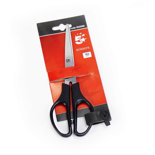 5 Star Scissors Stainless Steel Blades 165mm ABS Handles Black 902568