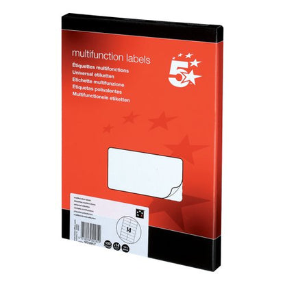 5 Star Multipurpose Labels Laser Copier Inkjet 105x42mm White (Pack of 1400) 903857