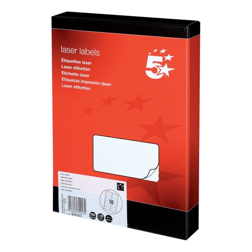 5 Star Multipurpose Labels Laser Copier Inkjet 99.1x34mm White (Pack of 4000) 909353
