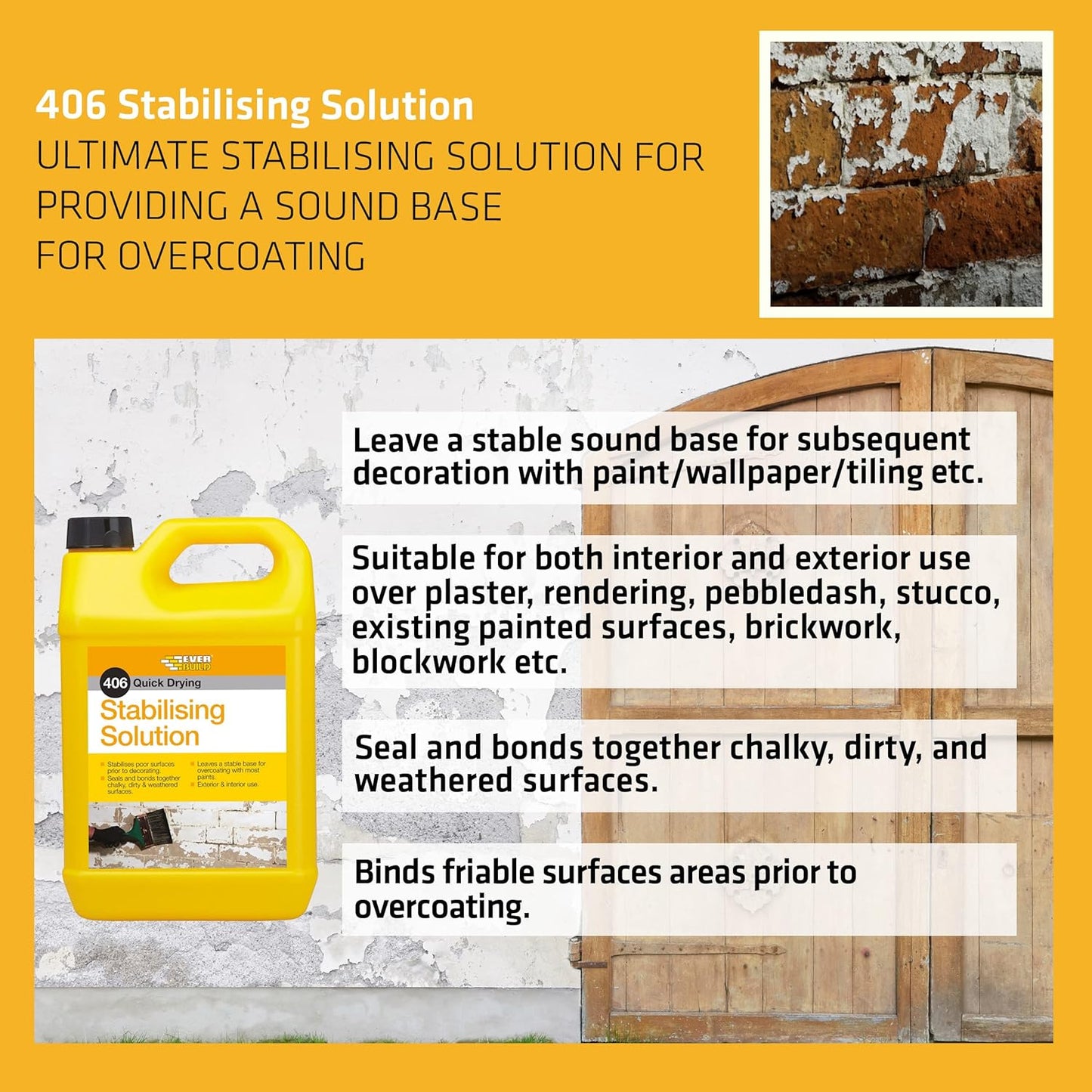 Everbuild 406 Quick Drying Stabilising Solution – Clear – 5 Litre , Pack Of 1