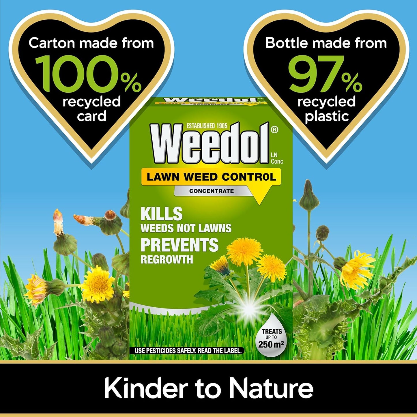 Weedol Lawn Weedkiller |  Concentrated 500ml | Kills Weeds Not Lawns