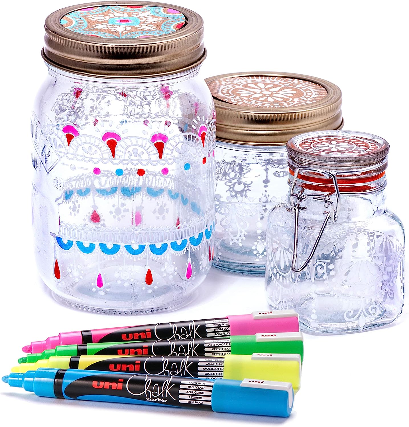 Uni Chalk Markers Medium Assorted Pack 4  1.8 - 2.5mm line width