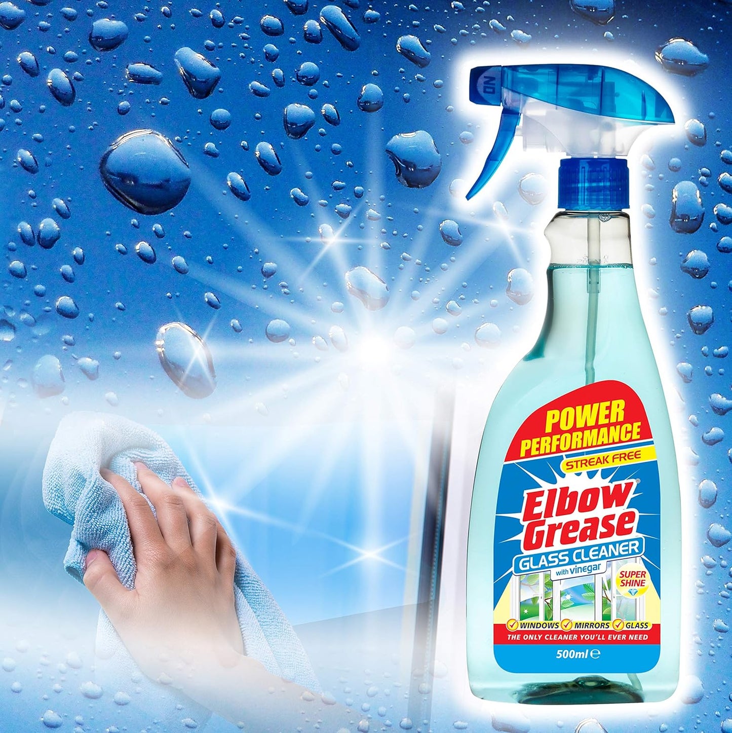 Elbow Grease Glass Cleaner With Vinegar | For Windows And Mirrors | 1 x  500ml