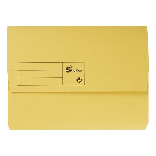 5 Star Recycled Half Flap Document Wallet A4 285gsm Capacity 32mm Yellow (Pack of 50) 913918
