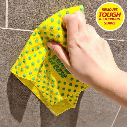 Elbow Grease Power Cloths With Scrub Dots Reusable Washable Extra Large Pack Of 3, Yellow