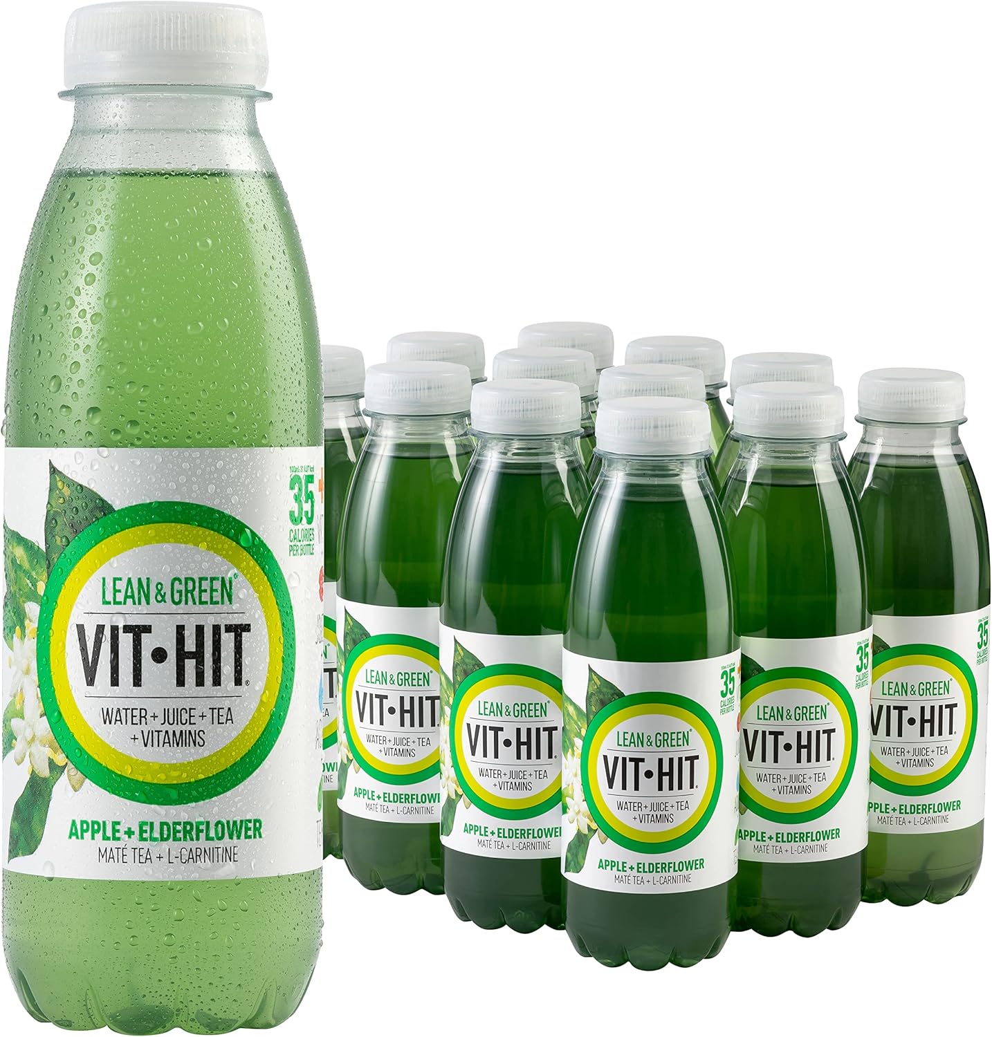 VIT HIT Lean & Green, Apple & Elderflower 12 x 500ml
