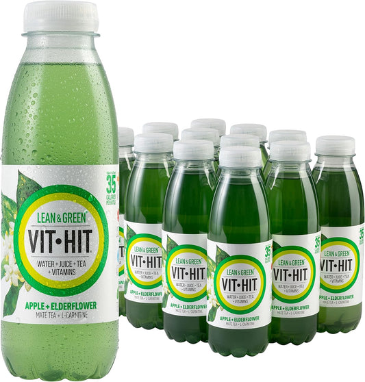 VIT HIT Lean & Green, Apple & Elderflower 12 x 500ml