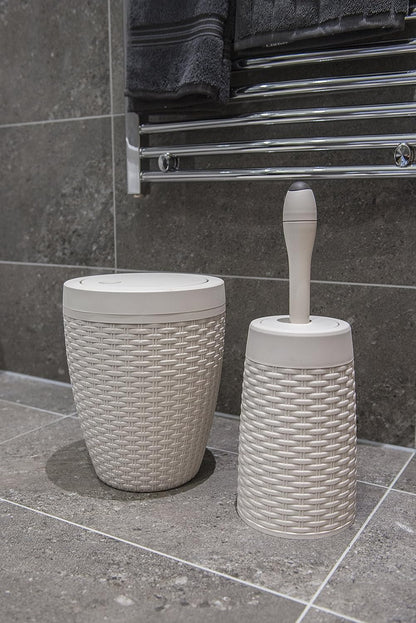 Addis Rattan Closed Cream Toilet Brush Set