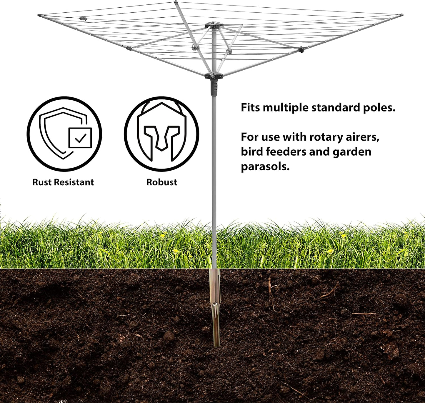 Addis Rotating Clothesline For Washing Line Parasol Umbrella Galvanized Garden Spike