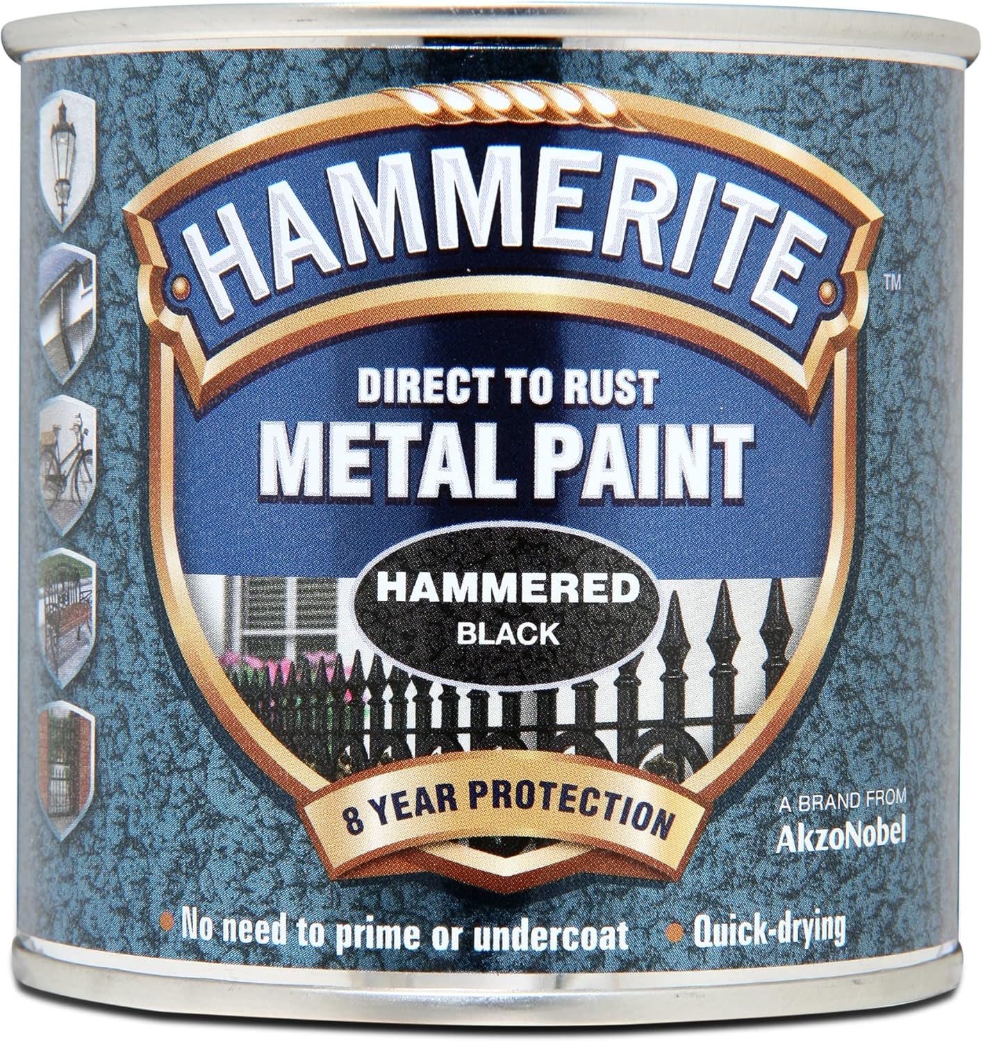 Hammerite Direct To Rust Metal Paint - Hammered Black Finish 250Ml