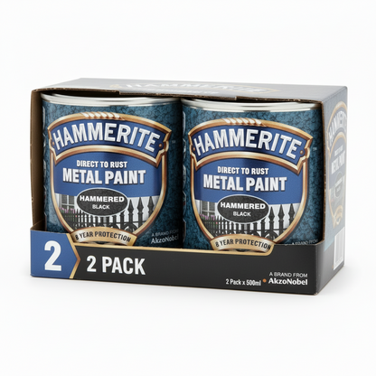 Hammerite Direct To Rust Metal Paint - Hammered Black Finish 250Ml