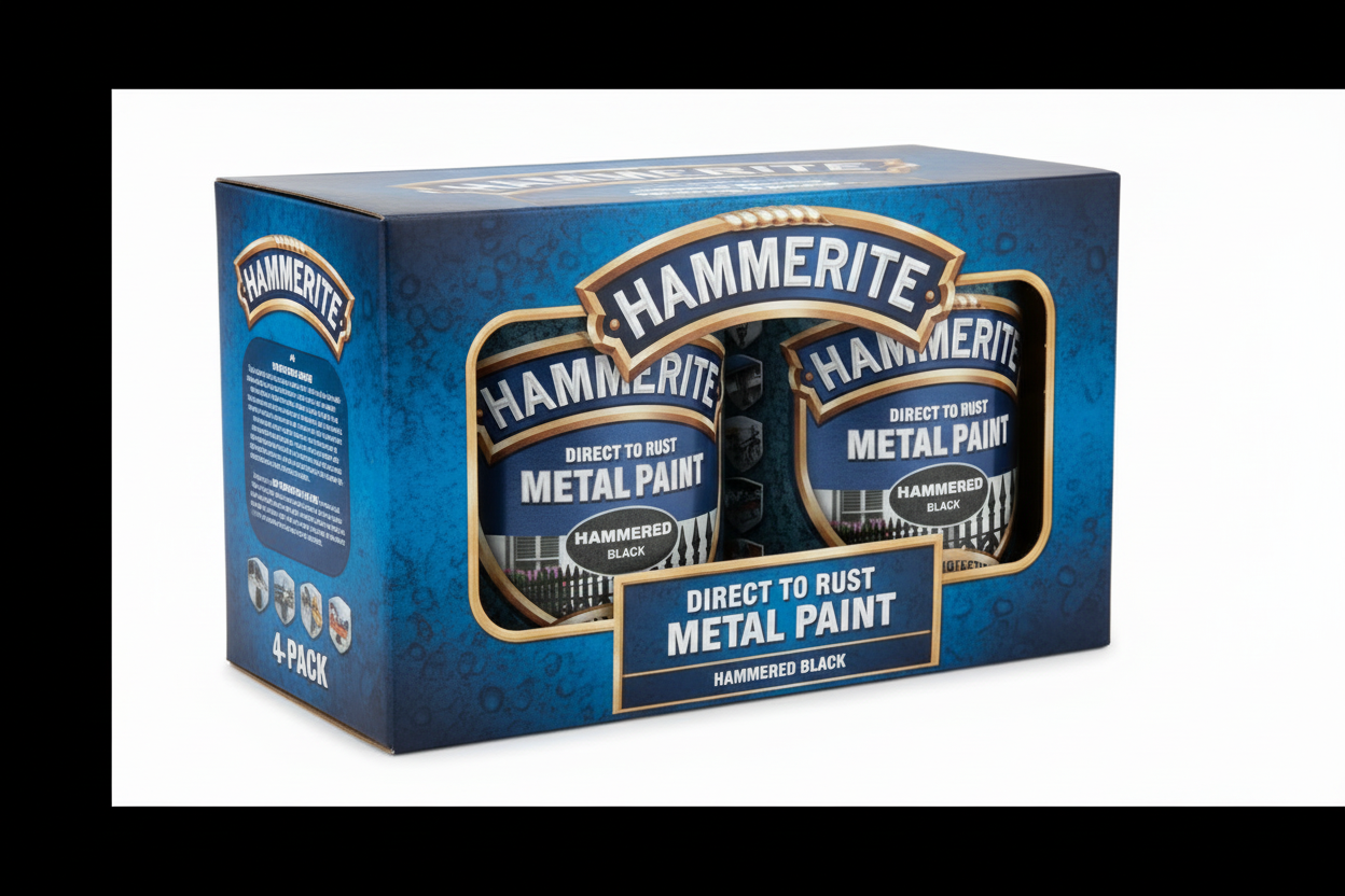 Hammerite Direct To Rust Metal Paint - Hammered Black Finish 250Ml