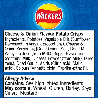 Walkers Cheese and Onion Crisps 32.5g (Pack of 32)