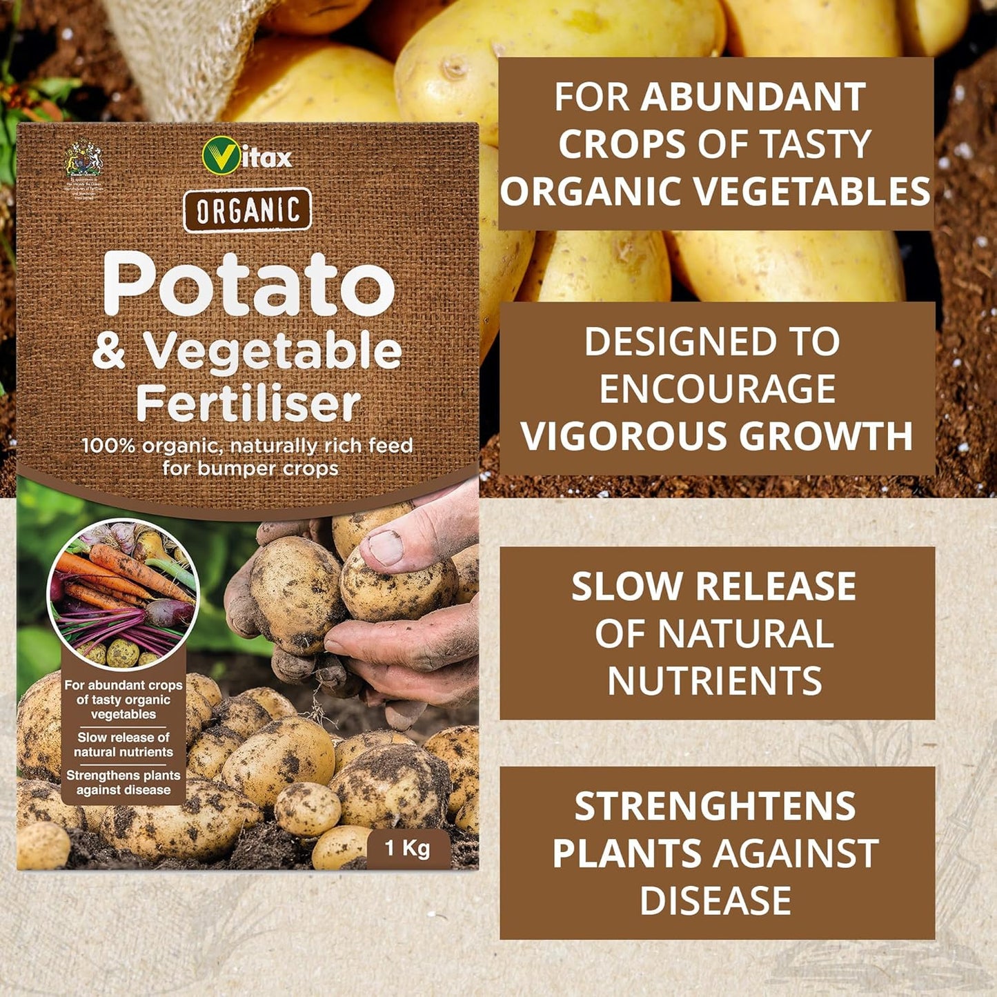 Vitax Organic Potato & Vegetable Fertiliser 3 x 1kg