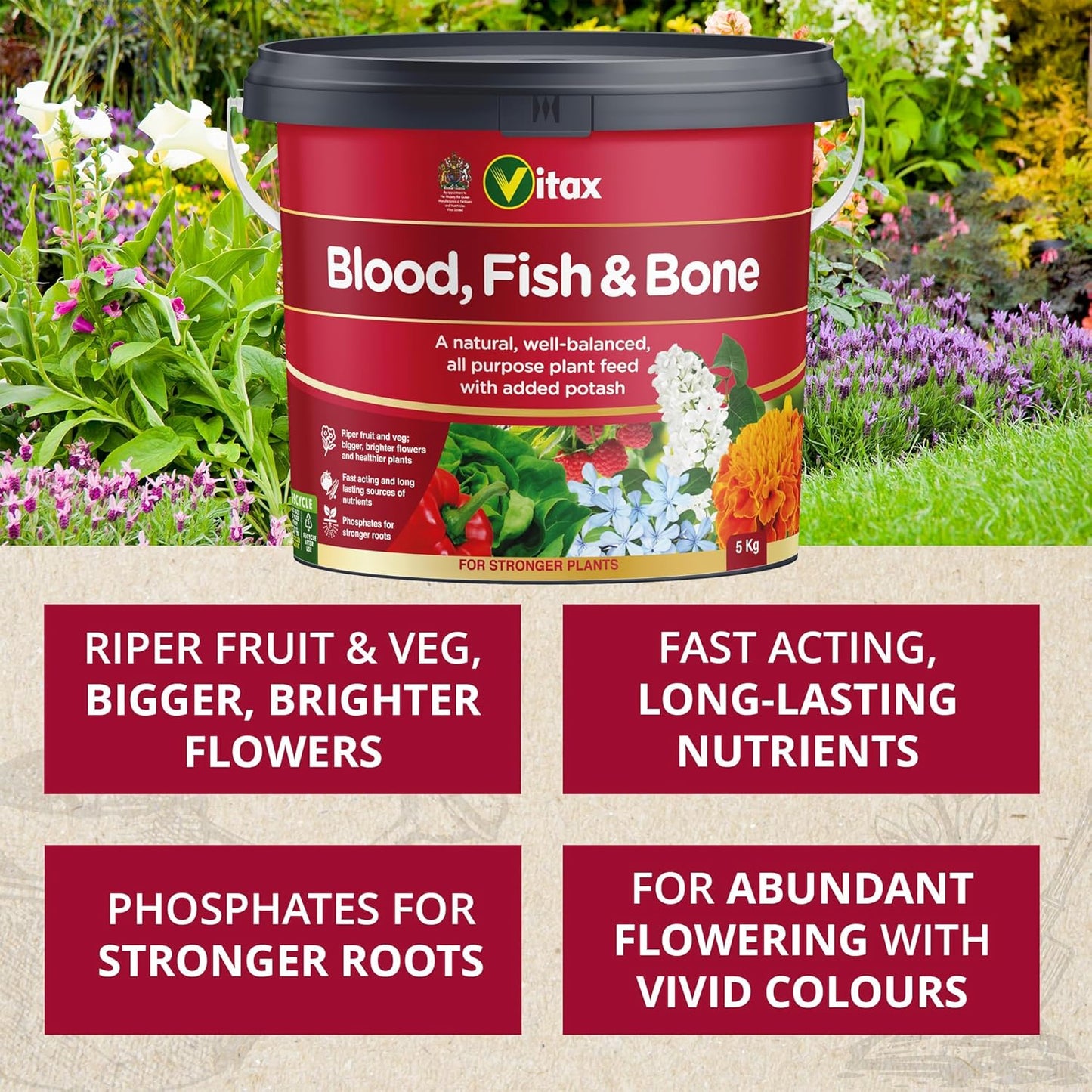 Vitax Blood Fish & Bone Fertiliser 5kg Tubs