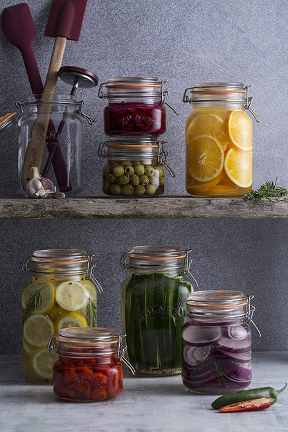 Kilner LARGE Branded 3 Litre Square Glass Clip Top Preservation Storage Jar.