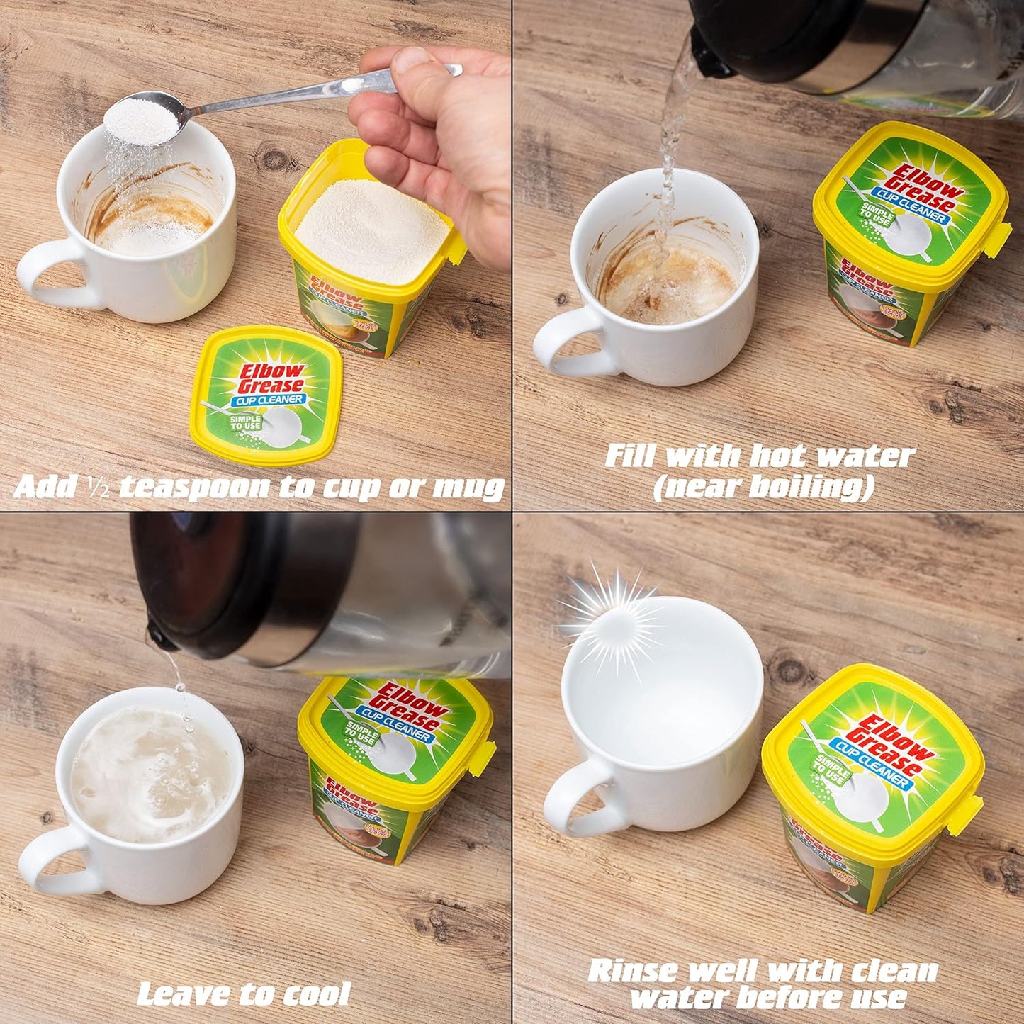 Elbow Grease Cup Cleaner Granules | Easy Tea & Coffee Stain Remover | 1 x 350g