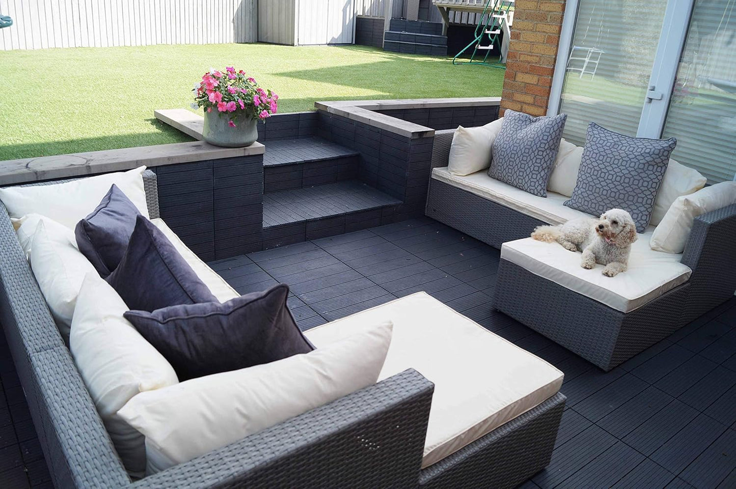 Eco Garden Clip Lock Deck Tile | Graphite Grey | 30x30cm | 6 Tiles Per Pack