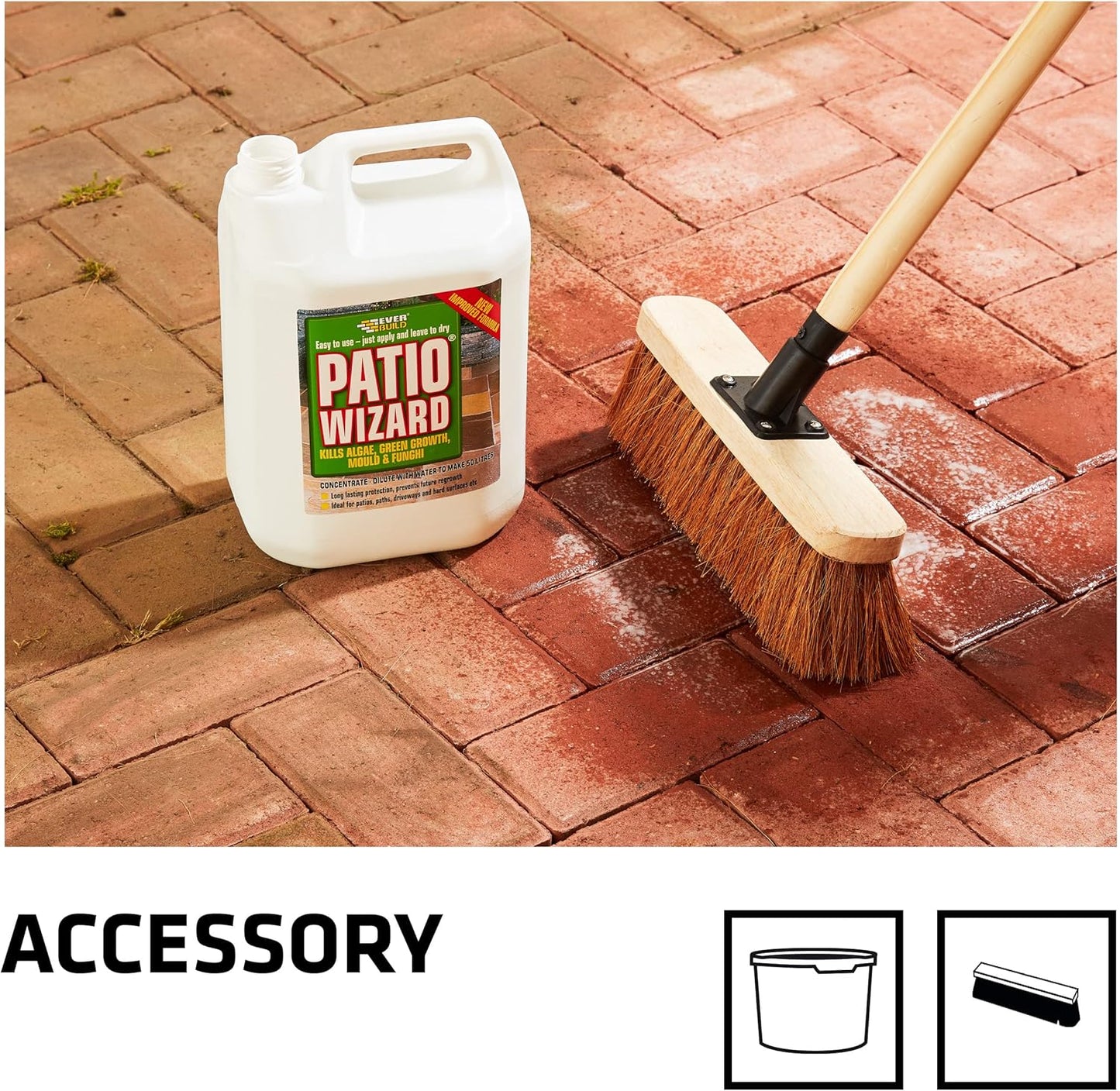Everbuild Patio Wizard CONCENTRATE | Protection Against Moss, Algae, Green Growth 5L