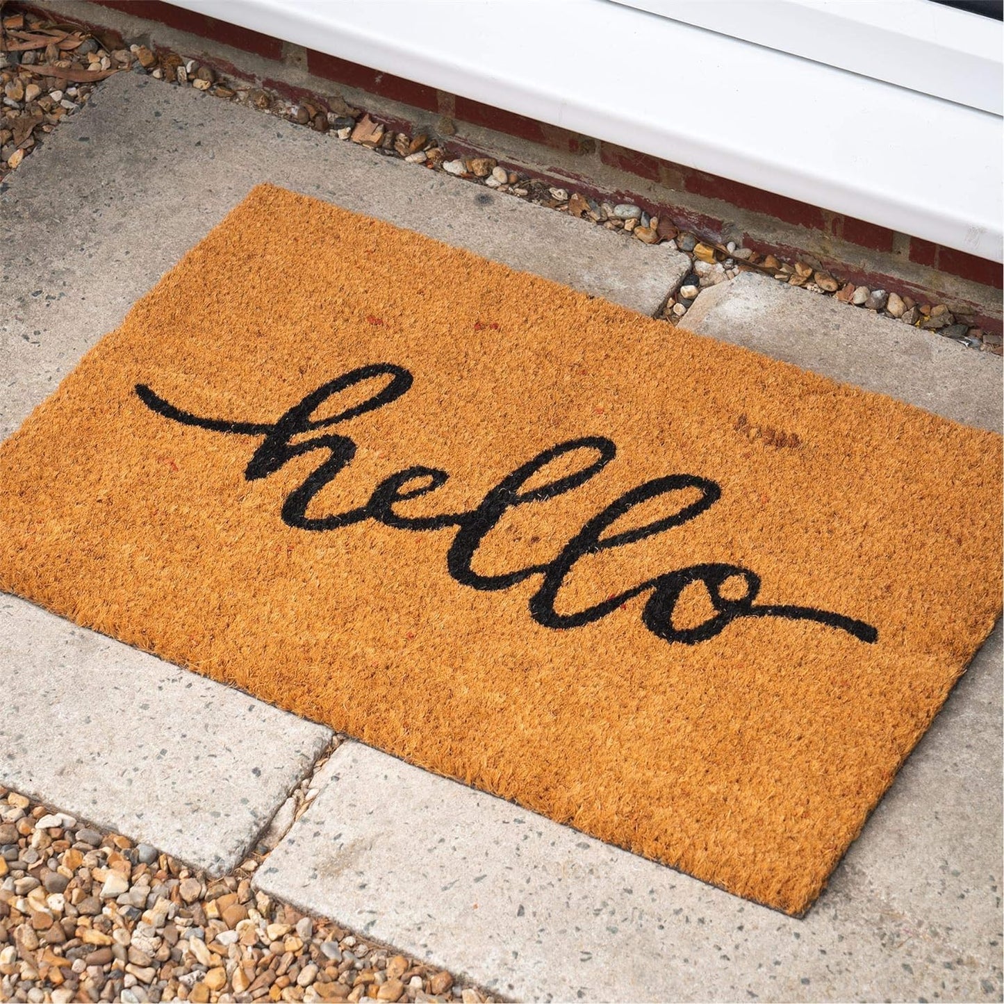 Fixtures "Hello" 33.5cm x 60cm PVC Backed Coir Door Mat