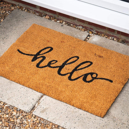 Fixtures "Hello" 33.5cm x 60cm PVC Backed Coir Door Mat