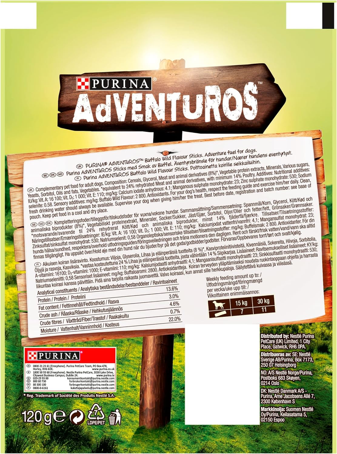 Adventuros Dog Treats Sticks Buffalo Wild 120g