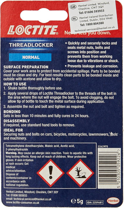 Loctite Threadlocker, Locks & Seals All Metal Nuts, Balls & Screws | 1 x 5g Tube