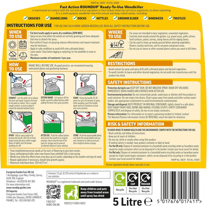 Roundup Multi Pack | 2 x 5 Litre | Ready to Use | 1 x 5L Pump & Go and 1 x 5L Refill