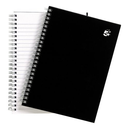 5 Star Wirebound Notebook Ruled 80gsm 140 Page A5 Black (Pack of 5) 930272