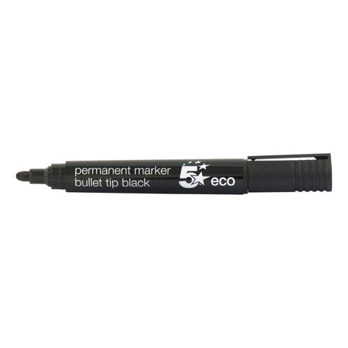 5 Star Permanent Marker Bullet Tip 2-5mm Line Black (Pack of 10) 938632