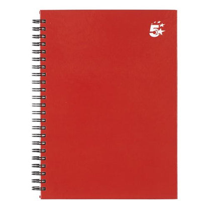 5 Star Wirebound Hardback Notebook Ruled A5 140 Page Berry (Pack of 5) 943445