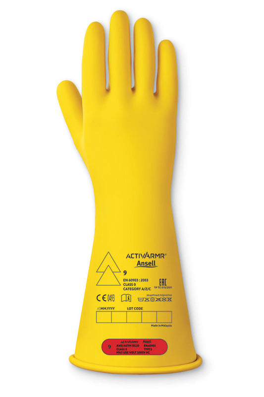 ANSELL LOW VOLTAGE ELECTRICAL INSULATING GLOVES (CLASS 0) 14"  - {ALL COLOURS / SIZES}