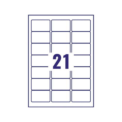 Avery Heavy Duty Labels Laser 21 per Sheet 63.5x38.1mm White Ref L7060-20 [420 Labels]