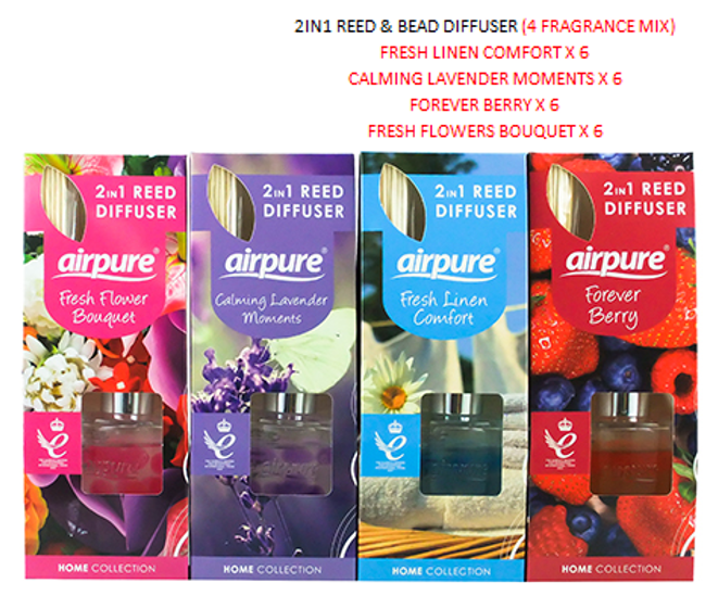 Airpure Reed & Bead 2 in 1 Diffuser 24 Mixed Pack
