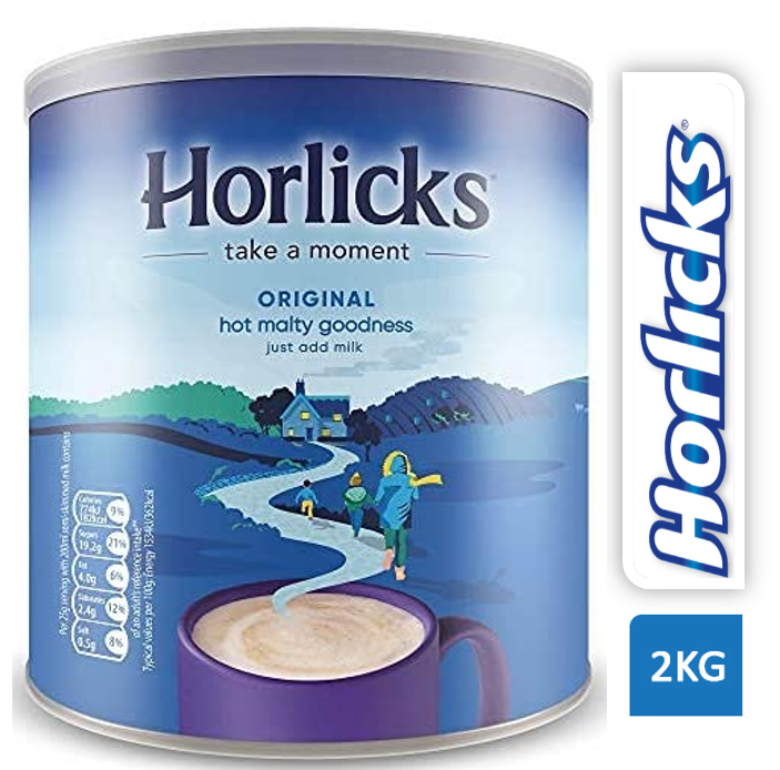 Horlicks Original Malt Drink 4kg | Traditional Malted Hot Drink | Suitable for Vegetarians | 2 x 2kg Tubs