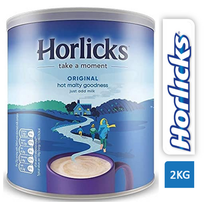 Horlicks Original Malt Drink 4kg | Traditional Malted Hot Drink | Suitable for Vegetarians | 2 x 2kg Tubs