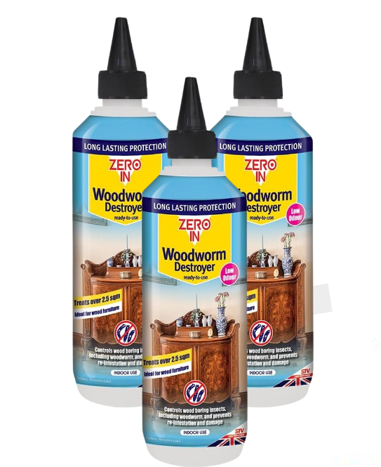 Zero In Woodworm Destroyer – 250ml Ready to Use | Woodworm Termites & Beetles | ZER992