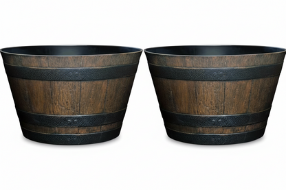 Fixtures Half Barrel Cask Planter Brown 40cm x 27cm.