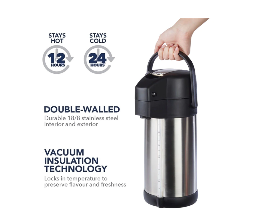 Fixtures Chrome President Pump AirPot Vacuum Jug 1.9L - 3 Litre (ALL SIZES)