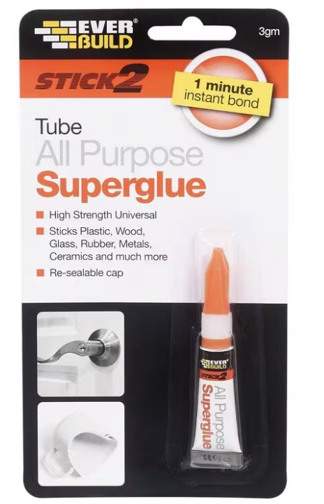 Everbuild Stick 2 All Purpose High Strength Superglue | High-strength | Bonds in 1 Minute | Clear | 3g Tube
