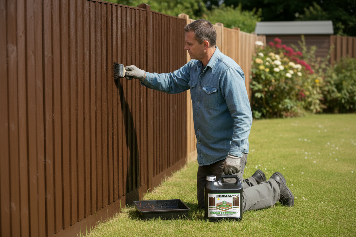 CREOSEAL DARK NUT BROWN Oil Based Fence Timber Paint Creocote 4L