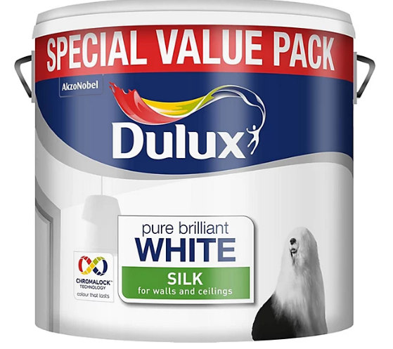 Dulux Silk Emulsion Paint 6L White | Walls & Ceilings | Wipable Finish