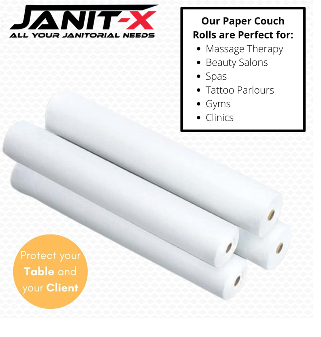 Janit-X 20 Inch White 2 Ply Hygiene Couch Roll Individually Wrapped for Hygiene