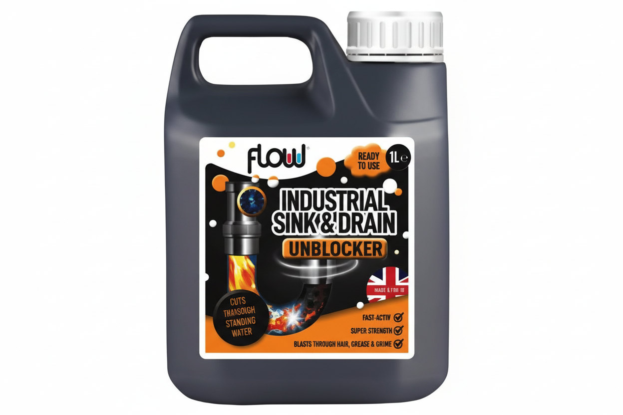 Flow Chemicals Industrial Strength Sink and Drain Unblocker | 1 Litre