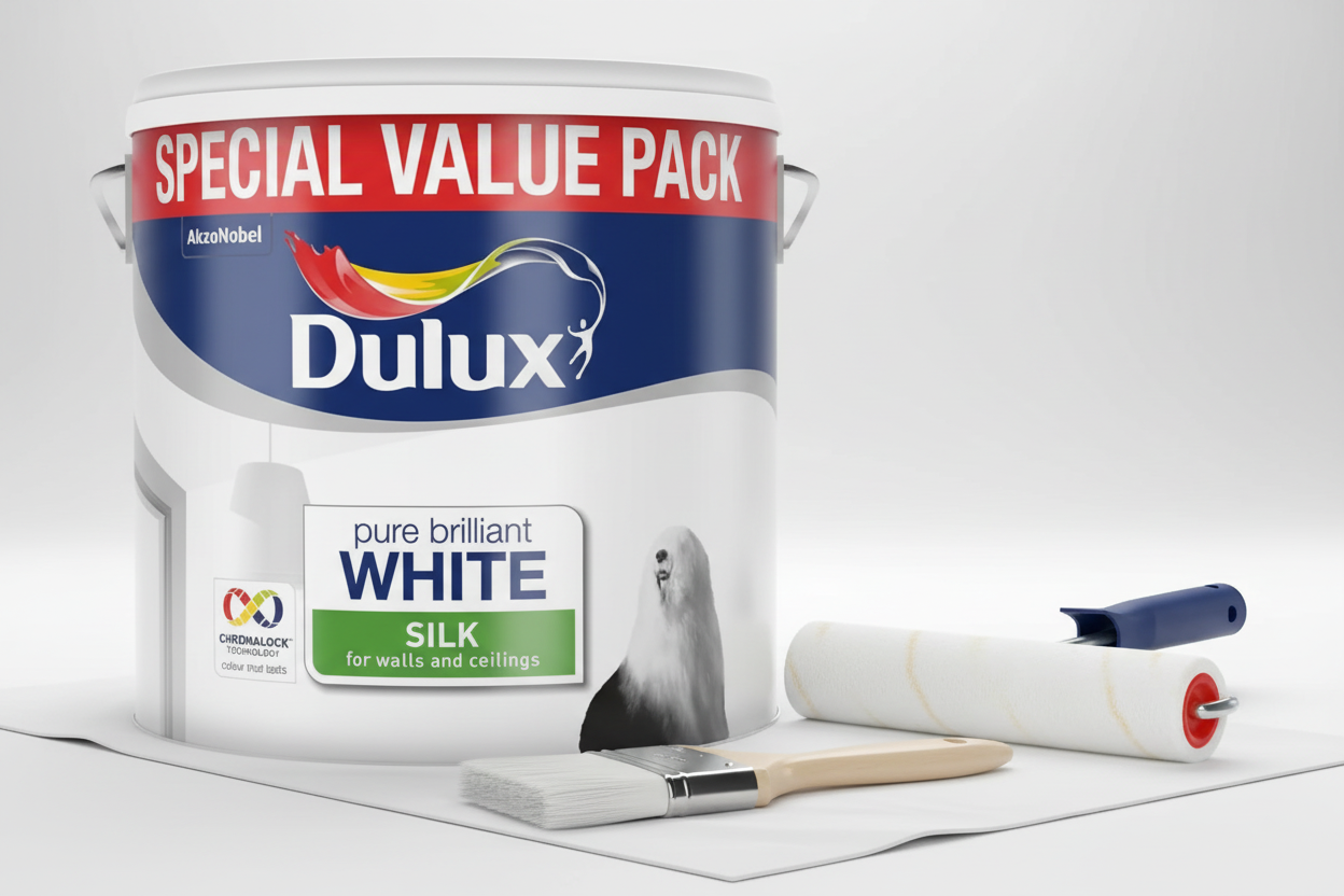 Dulux Silk Emulsion Paint 5L White | Walls & Ceilings | Wipable Finish